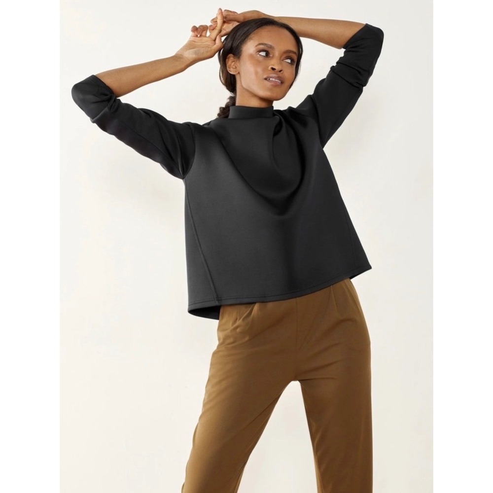 Aday Mock Neck Top Long Sleeve Navy Sweatshirt 50257